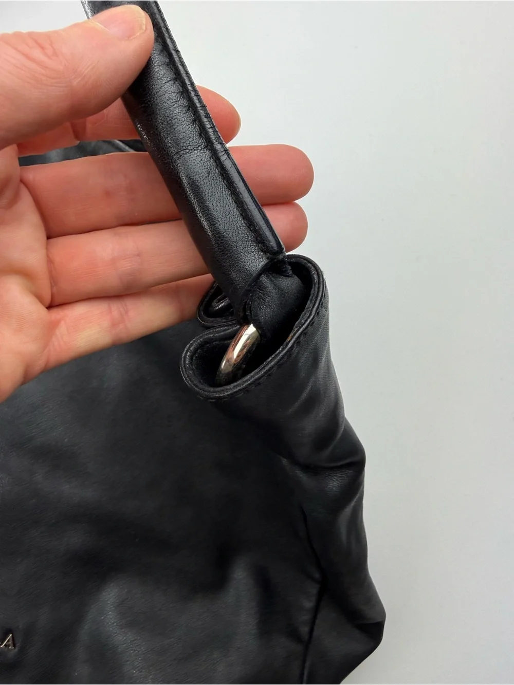 FURLA black leather hobo satchel shoulder bag